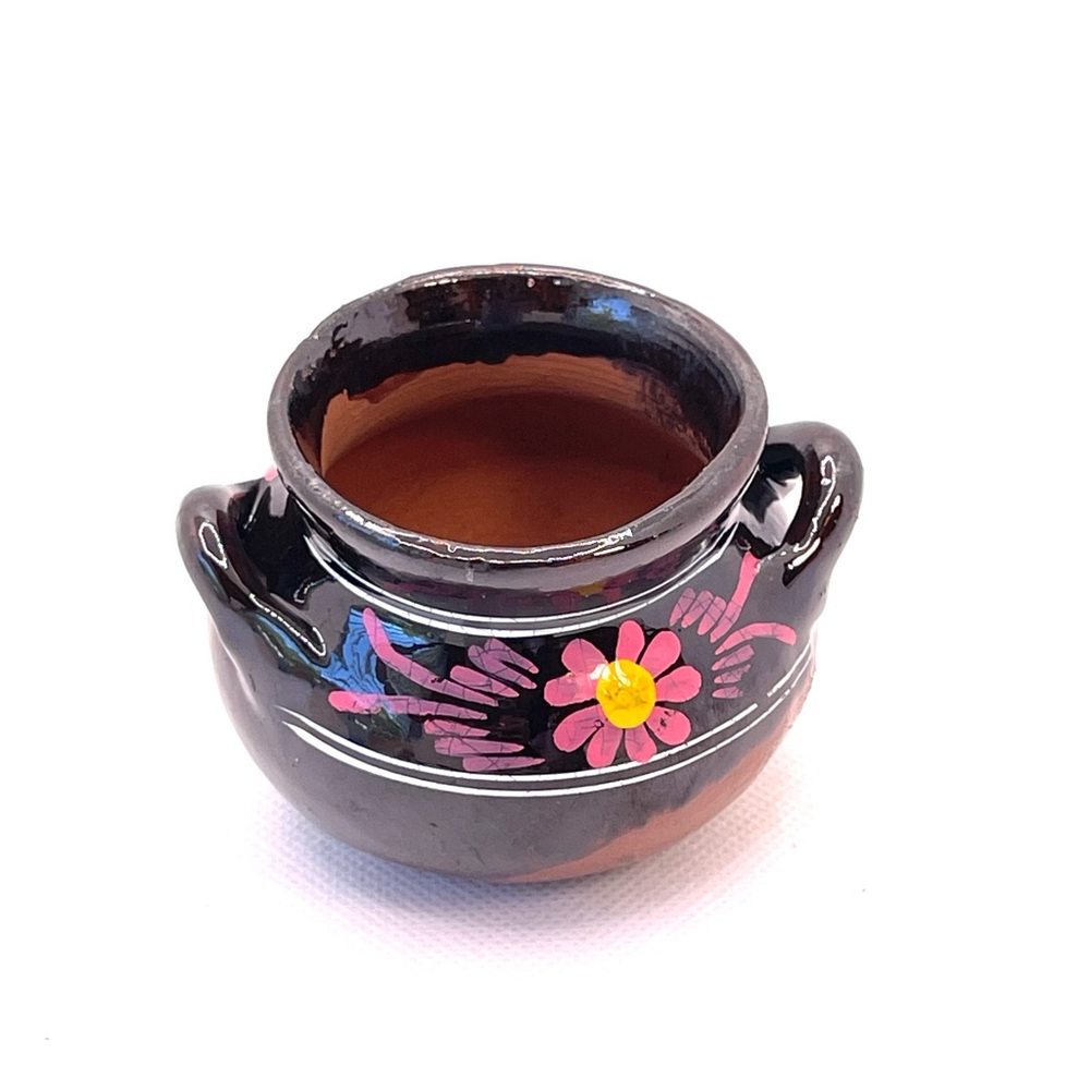 Miniature Mexican Clay Pots Hand-Painted Floral Folk Art set of 2 - Picture 11 of 11